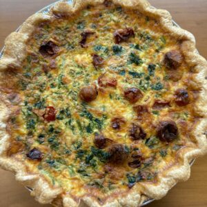 spinach, tomato and feta quiche