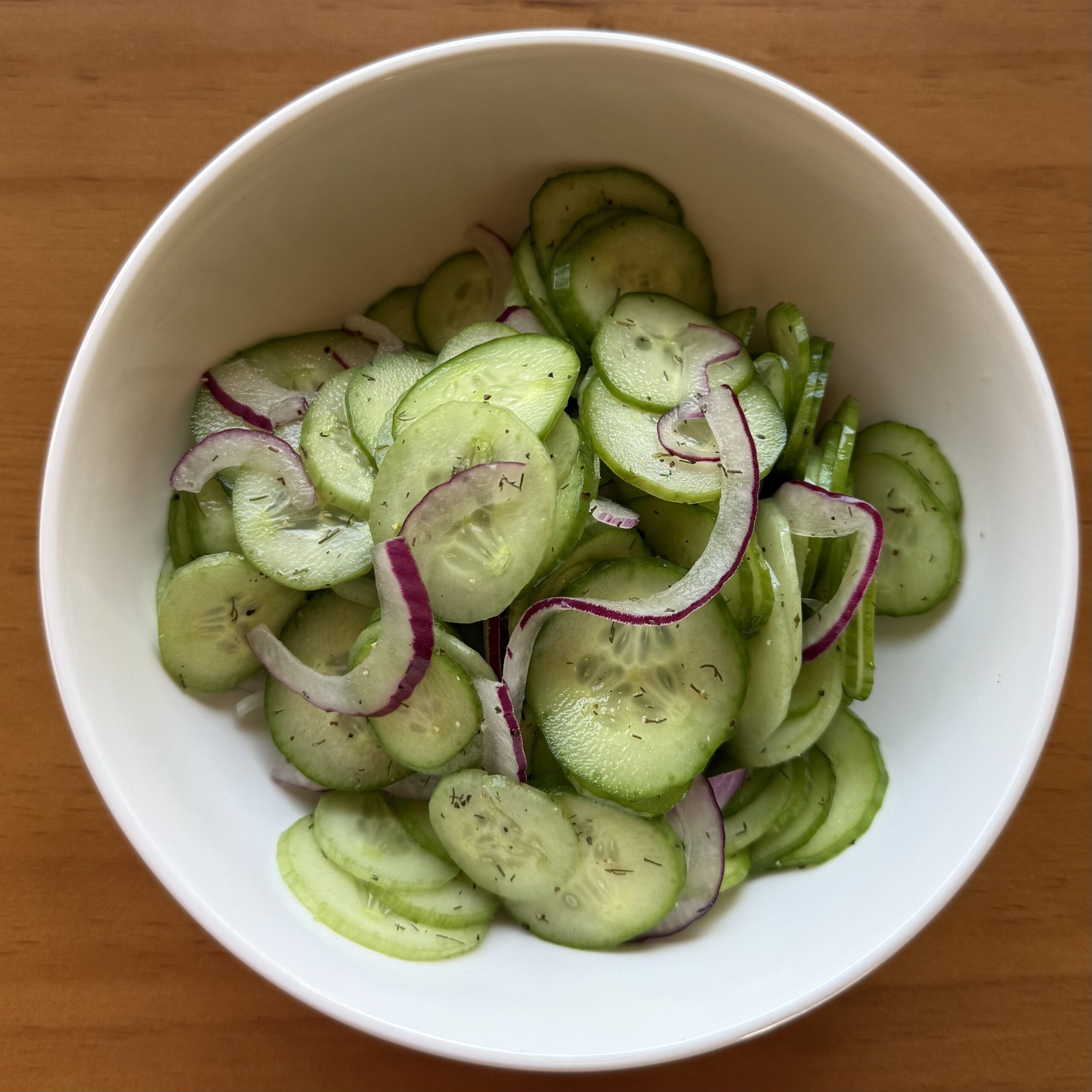 salad with cucumbers and red onions