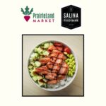 rice bowl with salmon and vegetables