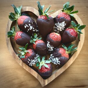chocolate covered strawberries with coconut