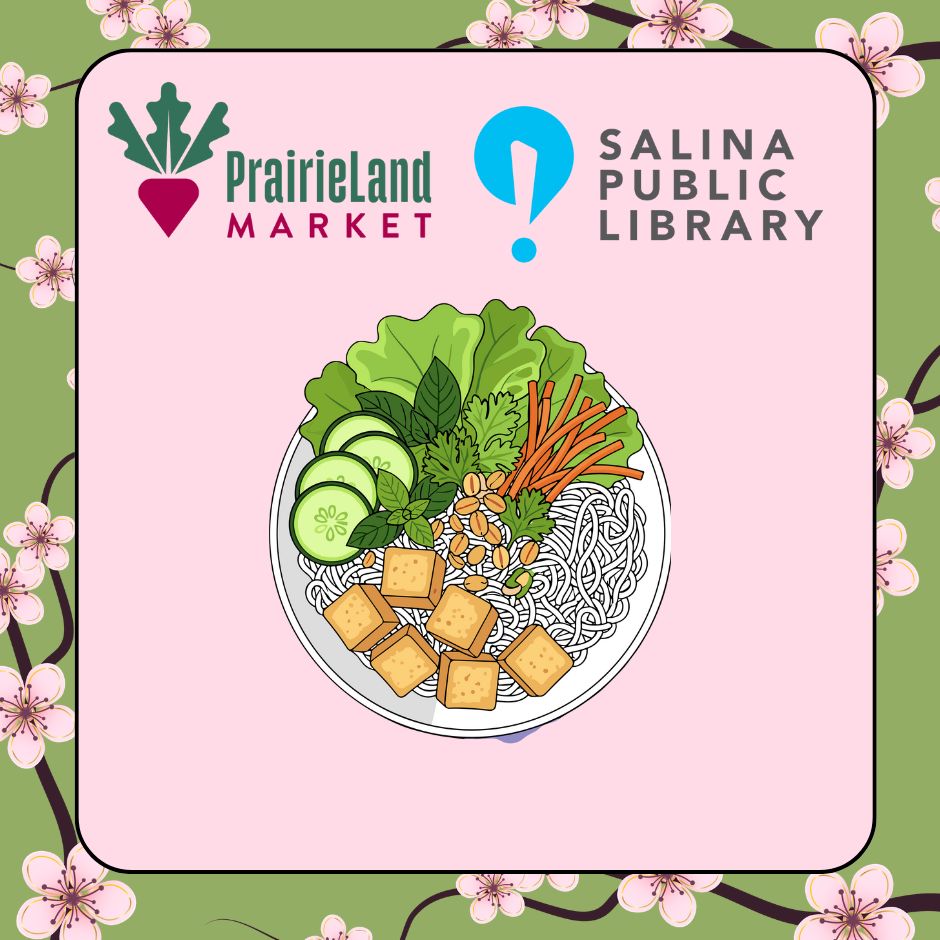 flyer with rice noodle salad and vegetables