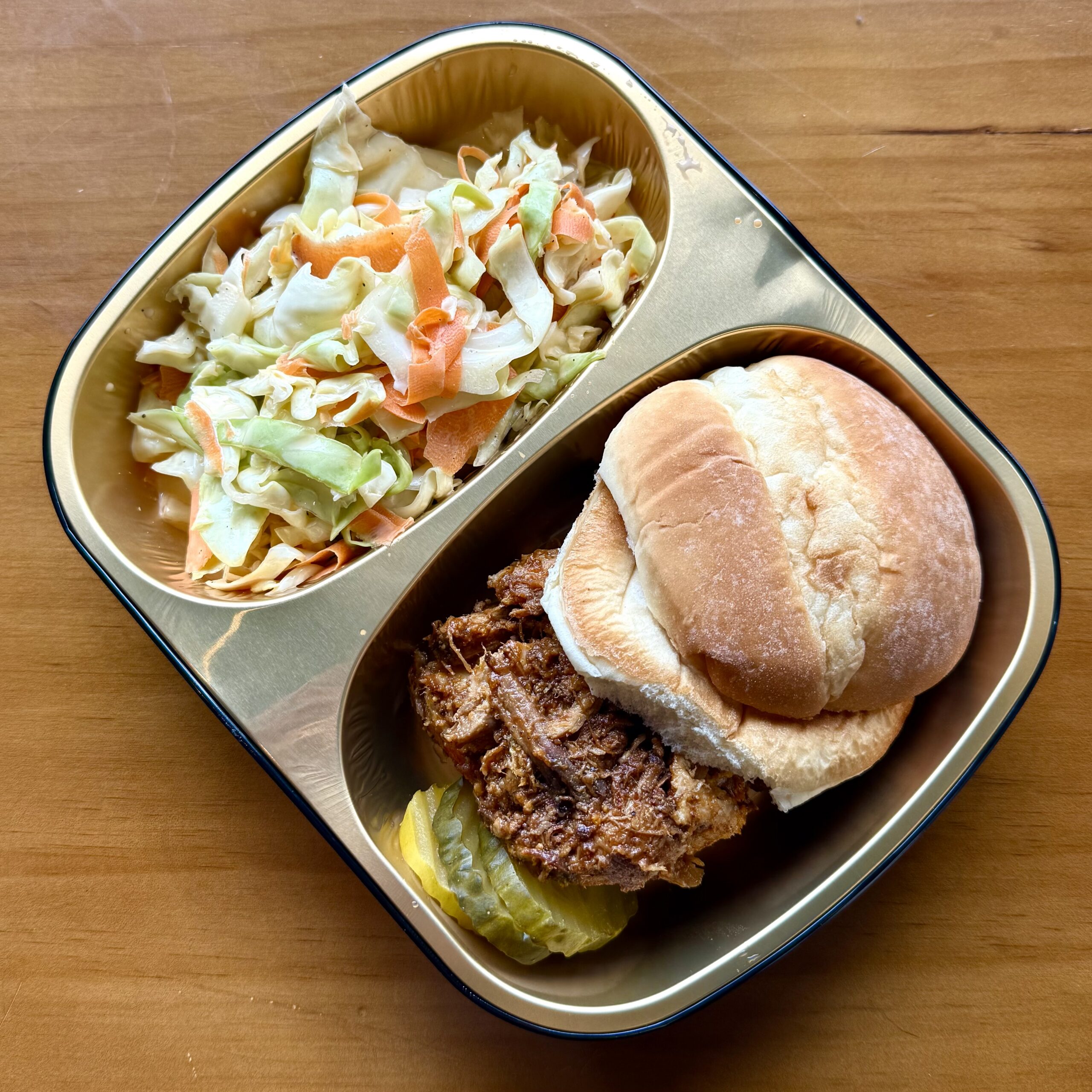 bbq pulled pork with coleslaw and bun