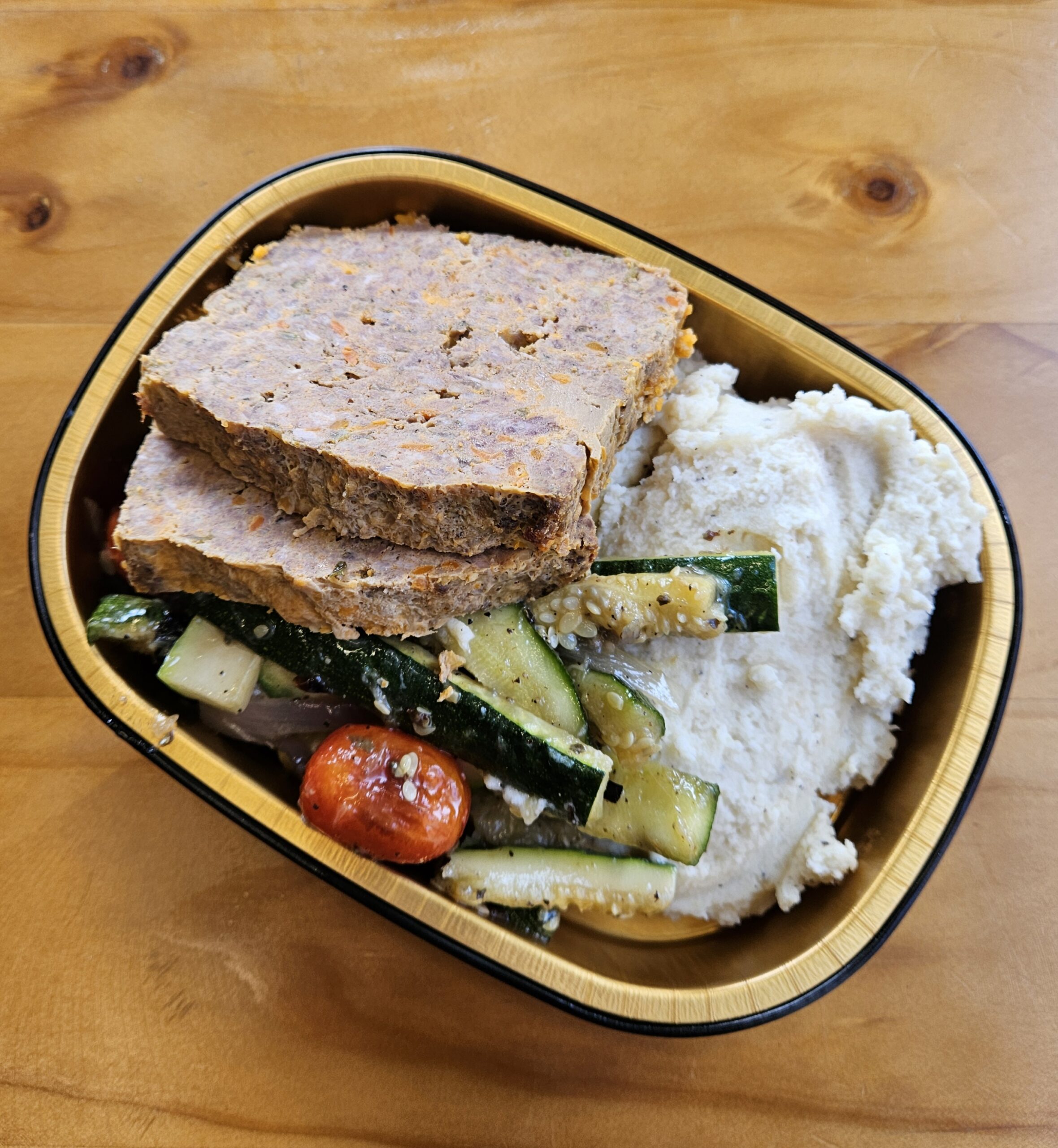 Meatloaf w/ mashed potatoes and roasted veggies